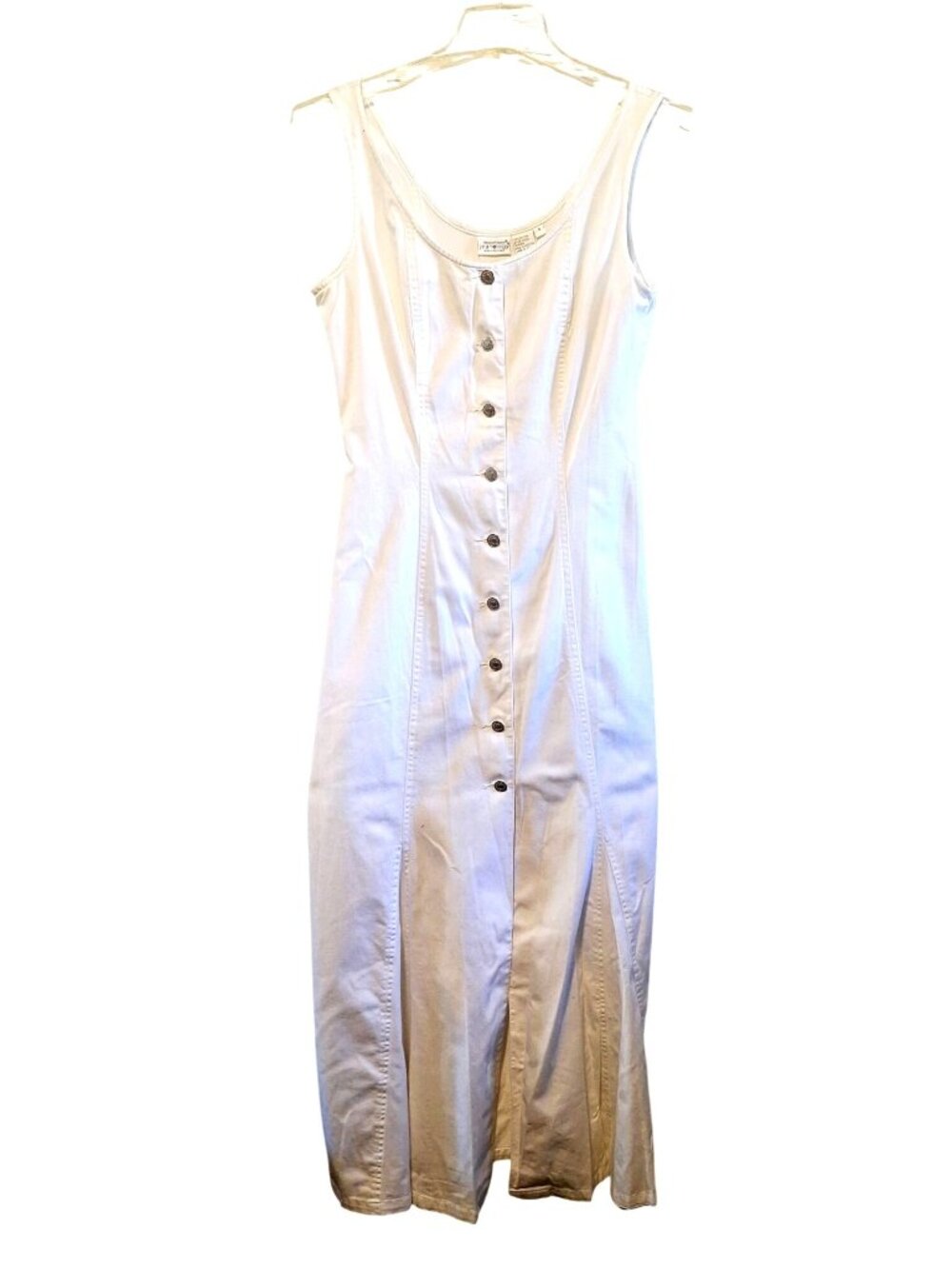 Newport News Jeanology Womens White Button-Front Midi Dress Size 8 100% Cotton S